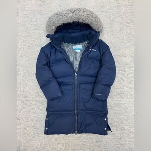 Columbia Dark Blue Puffer Jacket with Fur Hood